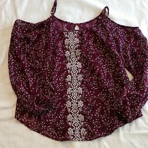 Rewind Long Sleeve Cold Shoulder Blouse